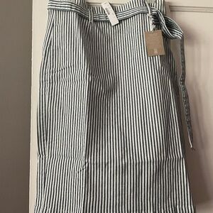 J. Crew blue and white railroad strip denim midi skirt